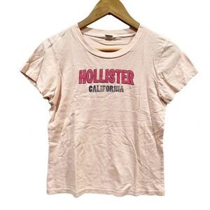 Hollister California Baby Tee Peach Y2K Logo T-Shirt Cotton‎ Large